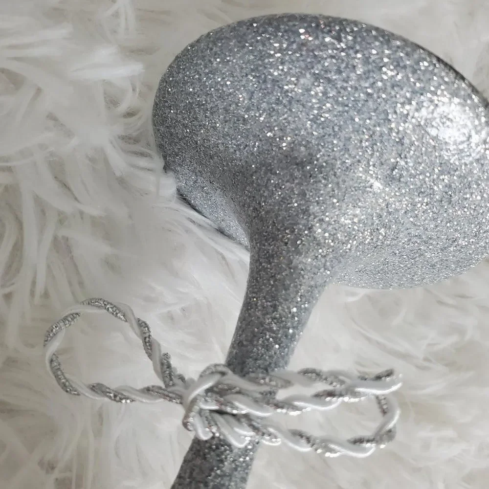 Cheers To The New Year, New Year's Silver Glittered Stemmed Wine Glass